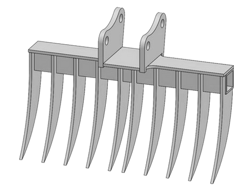 Godet râteau 60 cm acier haute résistance pour mini-pelle