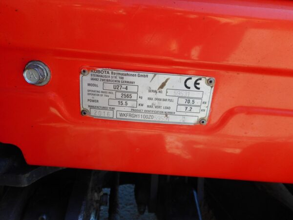 Kubota U27-4 en bon état prête à l’emploi