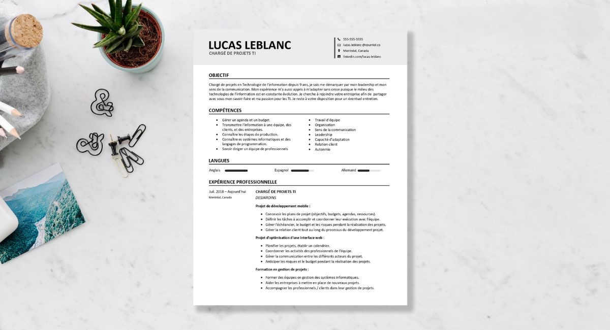 Modèle de CV canadien