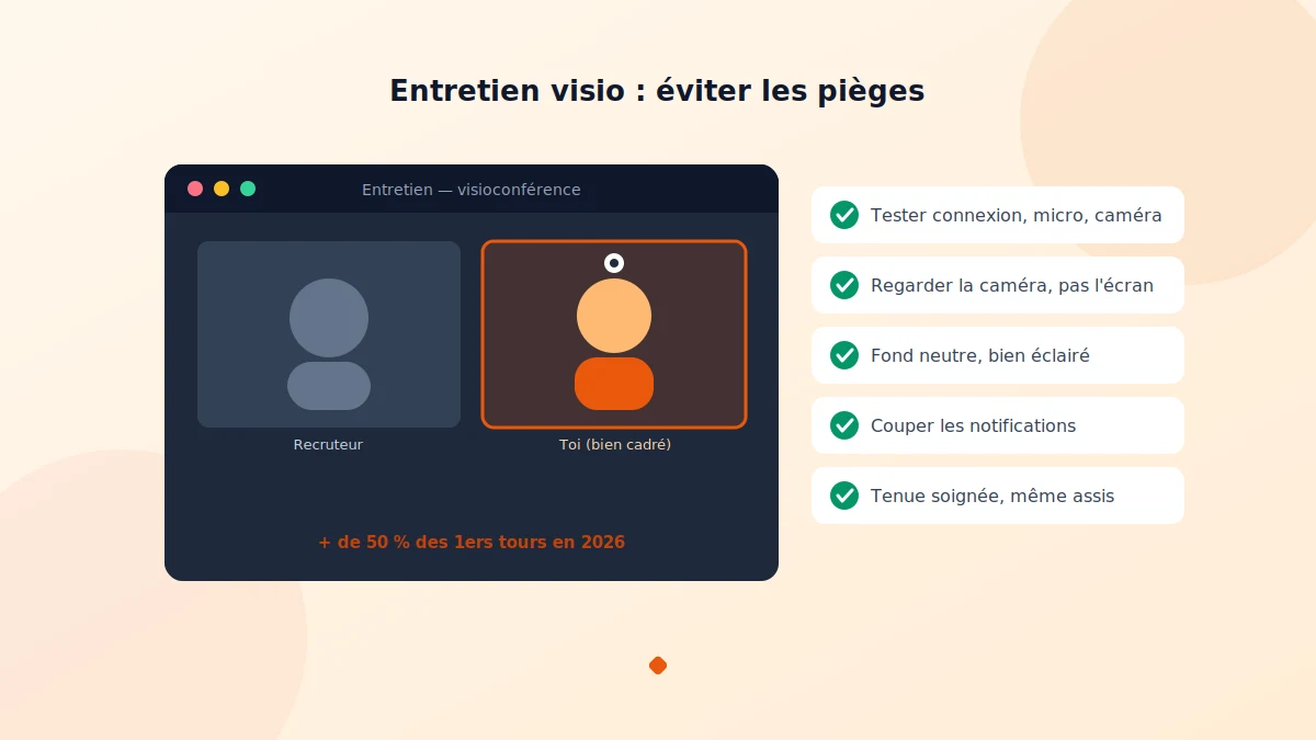 Erreurs en entretien d'embauche en visioconférence à éviter