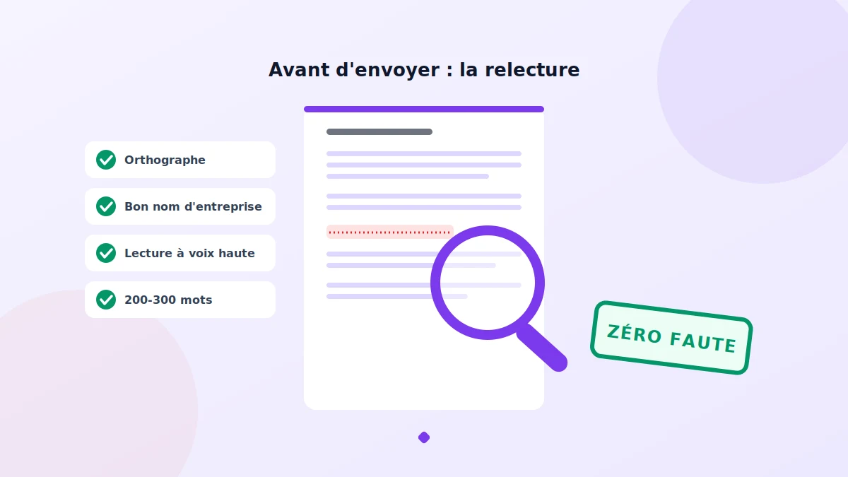 Erreurs à éviter et relecture avant d'envoyer une lettre de motivation