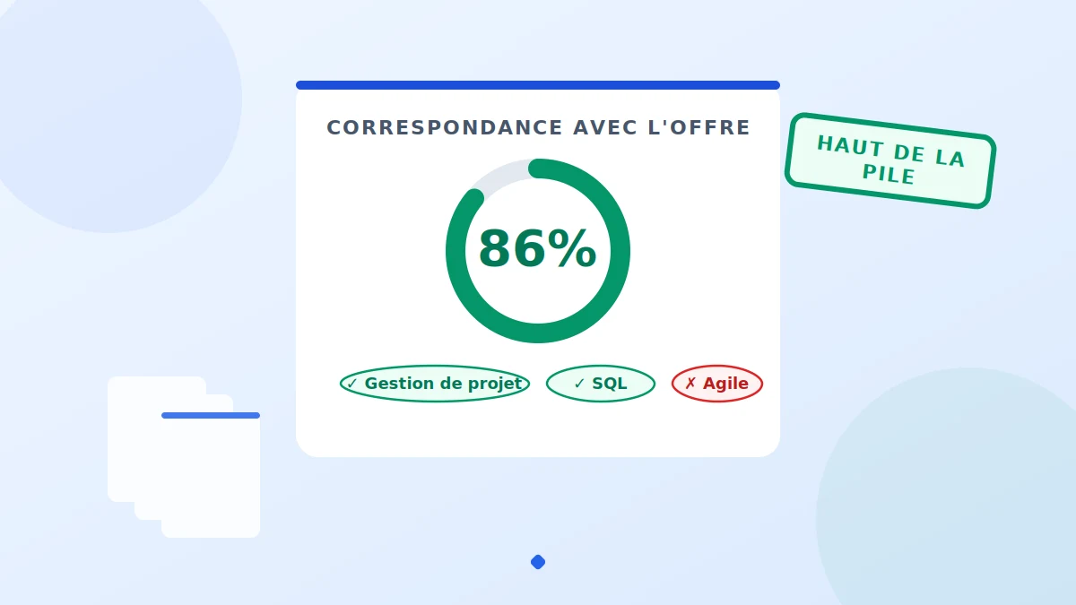 Score de correspondance d'un CV ATS optimisé avec les mots-clés de l'offre